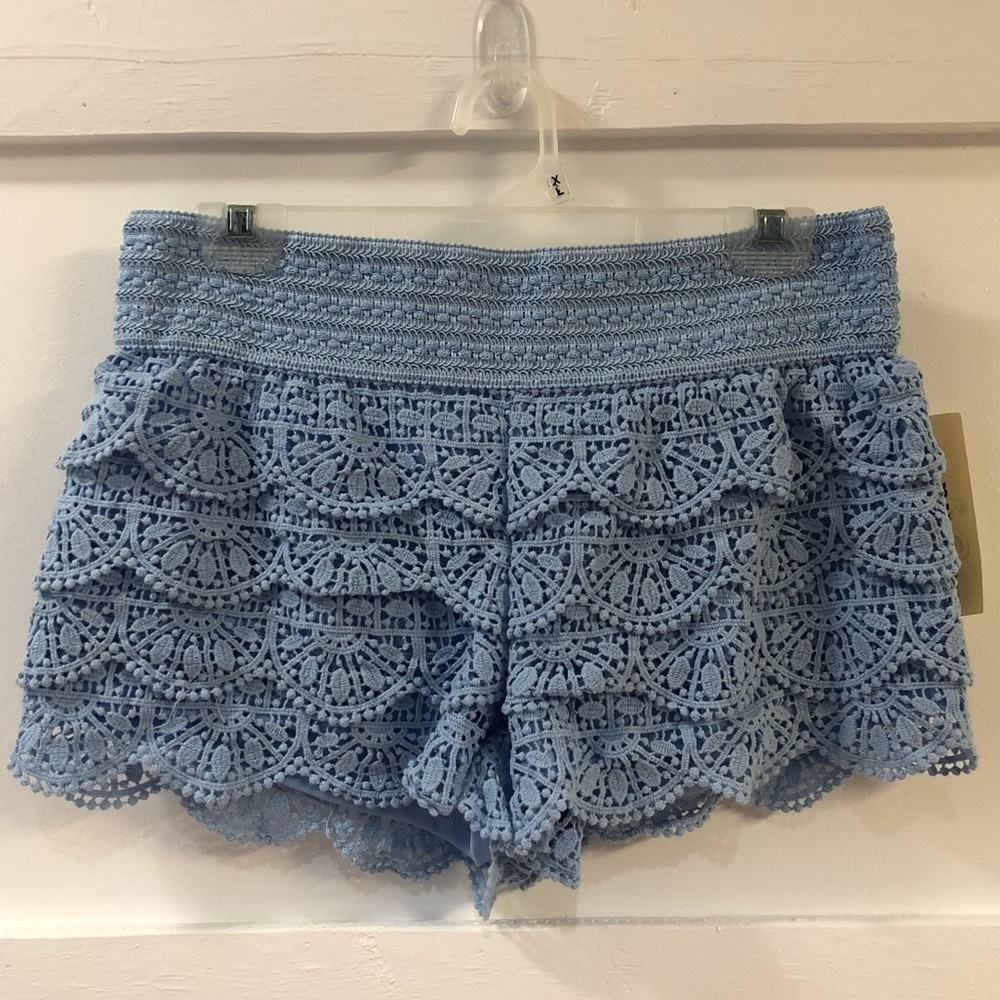 Light Blue Crochet Shorts